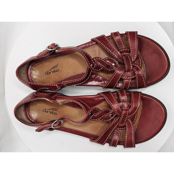 Dansko Red Leather Strappy Mary Jane Heel Sandals Womens Size US 5.5-6 EU 36 - Picture 3 of 8